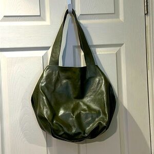 Kisim leather Olive Green tote (The Cube)